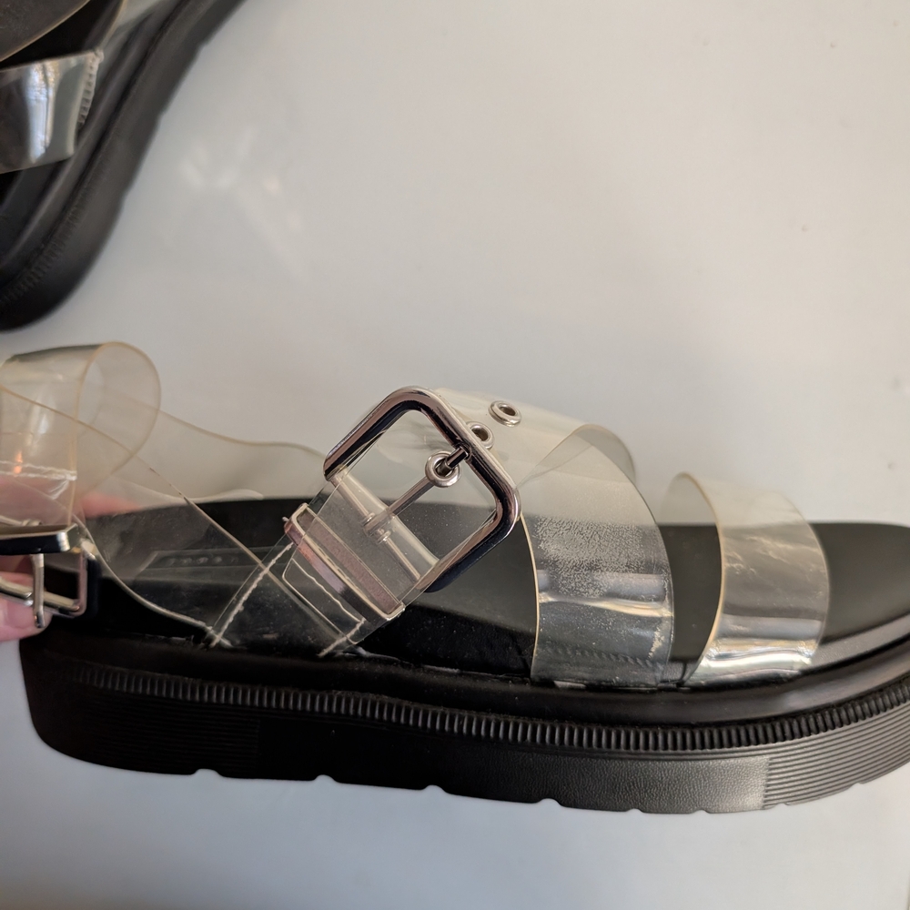 Topshop Black Sandals with Clear Straps